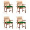 Image de Lot de 4 chaise vidaxl exterieur empilable non pliable H. 92 cm en acacia vert