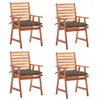 Image de Lot de 4 chaise vidaxl H. 92 cm empilable non pliable exterieur en acacia marron