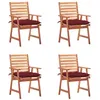 Image de Lot de 4 chaise vidaxl en acacia empilable non pliable exterieur H. 92 cm rouge