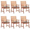 Image de Lot de 6 chaise vidaxl exterieur non pliable en acacia H. 92 cm marron