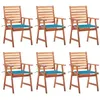 Image de Lot de 6 chaise vidaxl en acacia empilable non pliable H. 92 cm exterieur bleu