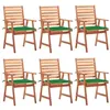 Image de Lot de 6 chaise vidaxl en acacia empilable non pliable exterieur H. 92 cm vert