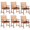 Image de Lot de 6 chaise vidaxl exterieur non pliable H. 92 cm en acacia noir