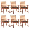 Image de Lot de 6 chaise vidaxl en acacia empilable non pliable H. 92 cm exterieur marron