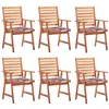 Image de Lot de 6 chaise vidaxl en acacia non pliable exterieur H. 92 cm marron