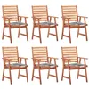 Image de vidaXL Tuinstoelen 6 st met kussens massief acaciahout3078361