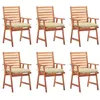Image de Lot de 6 chaise Vidaxl exterieur H. 92 cm beige en acacia