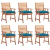 Image de Lot de 6 chaise vidaxl exterieur en acacia bleu H. 92 cm