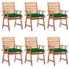Image de Lot de 6 chaise vidaxl H. 92 cm empilable non pliable en acacia exterieur vert