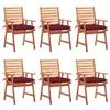 Image de Lot de 6 chaise vidaxl en acacia empilable non pliable exterieur H. 92 cm rouge