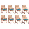 Image de Lot de 8 chaise vidaxl exterieur empilable non pliable en acacia H. 92 cm bleu