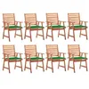 Image de Chaises à manger d extérieur lot de 8 et coussins Acacia massif