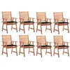 Image de Lot de 8 chaise vidaxl H. 92 cm empilable non pliable en acacia exterieur noir