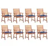 Image de Lot de 8 chaise vidaxl en acacia exterieur bleu H. 92 cm