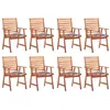 Image de Lot de 8 chaise vidaxl en acacia non pliable exterieur H. 92 cm marron