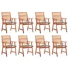 Image de Lot de 8 chaise vidaxl exterieur non pliable en acacia H. 92 cm marron