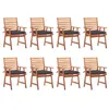 Image de Chaises à manger d extérieur lot de 8 et coussins Acacia massif