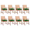 Image de Lot de 8 chaise vidaxl en acacia empilable non pliable H. 92 cm exterieur vert