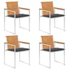 Image de Lot de 4 chaise vidaxl en bois massif empilable non pliable H. 85 cm exterieur gris