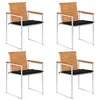 Image de Lot de 4 chaise vidaxl en bois massif empilable non pliable exterieur H. 85 cm noir