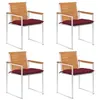 Image de Lot de 4 chaise vidaxl en bois massif empilable non pliable exterieur H. 85 cm rouge