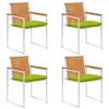 Image de Lot de 4 chaise vidaxl exterieur empilable non pliable en bois massif H. 85 cm vert