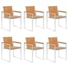 Image de Lot de 6 chaise vidaxl en bois empilable non pliable exterieur H. 85 cm beige