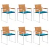 Image de Chaises de jardin lot de 6 avec coussins Bois d acacia solide
