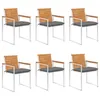 Image de Lot de 6 chaise vidaxl H. 85 cm empilable non pliable exterieur en bois gris