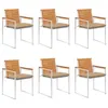 Image de Lot de 6 chaise vidaxl en bois empilable non pliable H. 85 cm exterieur beige