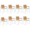 Image de Lot de 8 chaise vidaxl H. 85 cm empilable non pliable exterieur en acacia beige