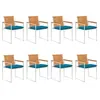 Image de Chaises de jardin lot de 8 avec coussins Bois d acacia solide