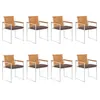 Image de Lot de 8 chaise vidaxl exterieur empilable non pliable H. 85 cm en bois marron