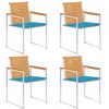 Image de Chaises de jardin lot de 4 avec coussins Bois de teck massif