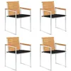 Image de Lot de 4 chaise Vidaxl en bois massif empilable non pliable H. 85 cm exterieur noir