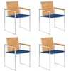 Image de Chaises de jardin lot de 4 avec coussins Bois de teck massif