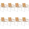 Image de Lot de 8 chaise Vidaxl en bois massif empilable non pliable H. 85 cm exterieur beige