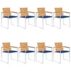 Image de Lot de 8 chaise Vidaxl H. 85 cm empilable non pliable exterieur en bois massif bleu