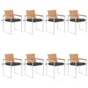 Image de Lot de 8 chaise vidaxl en bois massif empilable non pliable exterieur H. 85 cm gris