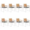 Image de Chaises de jardin, 8 pcs, avec coussins vidaXL Bois de teck massif