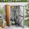 Image de vidaXL Abri à Outils de Jardin Remise de Stockage Organisateur d'Outils Cabane de Rangement Extérieur Marron 88x89x161 cm 316208
