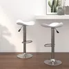 Image de Tabourets de bar lot de 2 blanc acier chromé et cuir artificiel