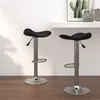 Image de Tabourets de bar lot de 2 noir acier chromé et cuir artificiel