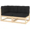 Image de Salon de jardin modulable Vidaxl 2 personnes bois massif gris 70 x 70 x 67 cm 2 pieces