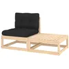 Image de Gris Vidaxl 1 personnes salon de jardin modulable 2 pieces 70 x 70 x 67 bois massif