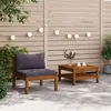 Image de vidaXL 2-delige Loungeset met donkergrijze kussens acaciahout316284