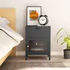 Image de Table de chevet Anthracite 40x30x54,5 cm Acier et verre