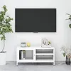 Image de vidaXL Meuble TV Blanc 90x30x44 cm Acier et verre336056
