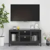Image de Meuble TV Anthracite 105x35x52 cm Acier et verre