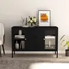 Image de vidaXL Buffet Noir 105x35x70 cm Acier et verre trempé336076